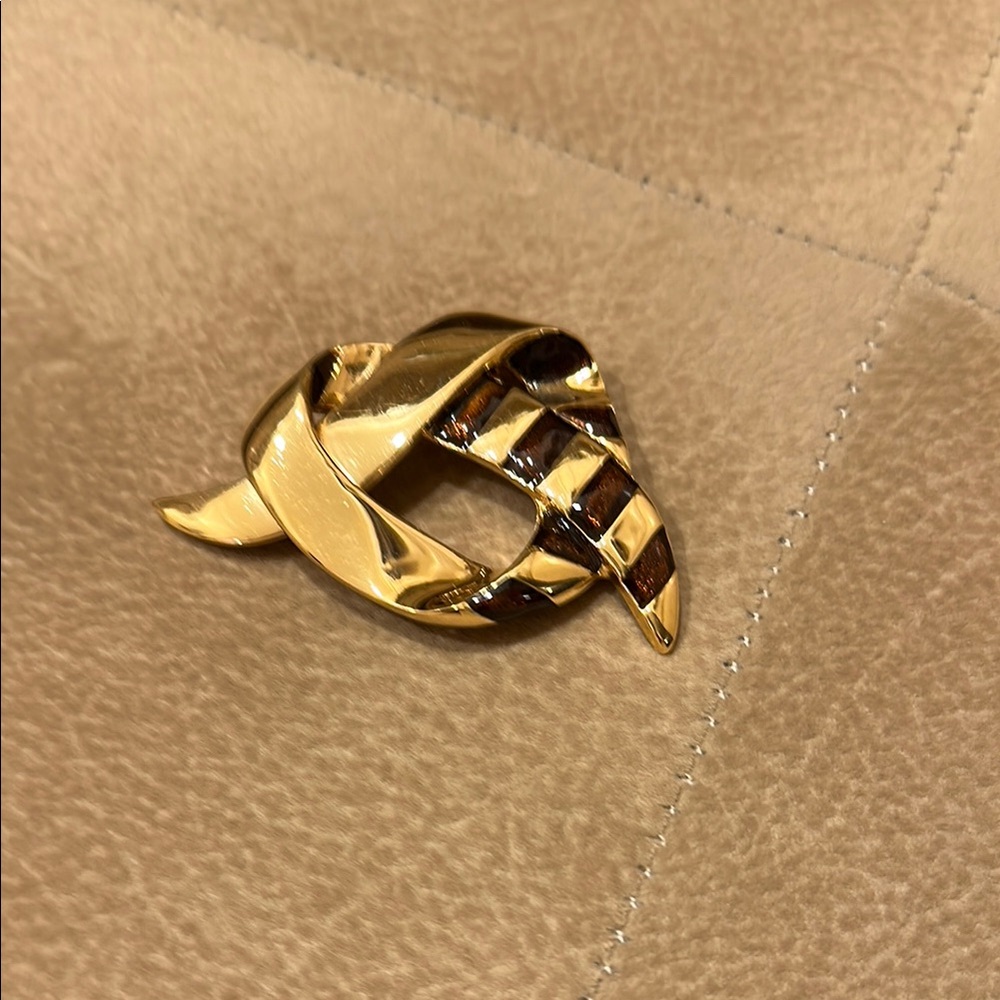 Gold-Tone and brown enamel pin